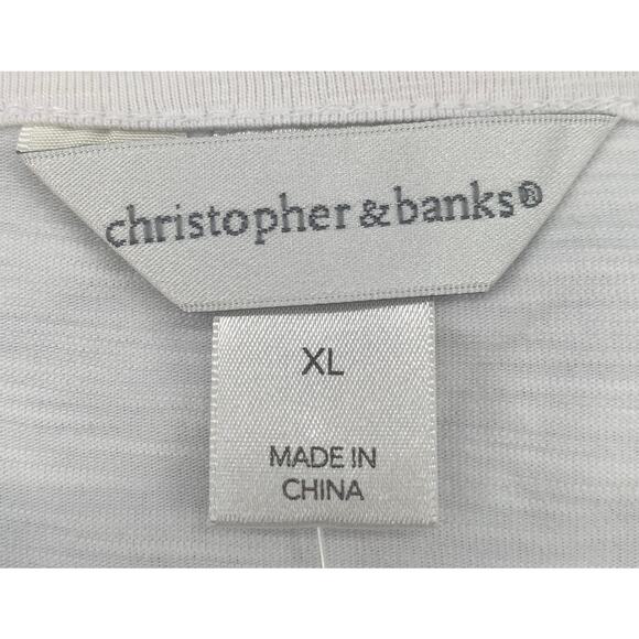 Christopher & Banks Long Sleeve T Shirt Women's XL White Purple Paris France NEW - Picture 3 of 10